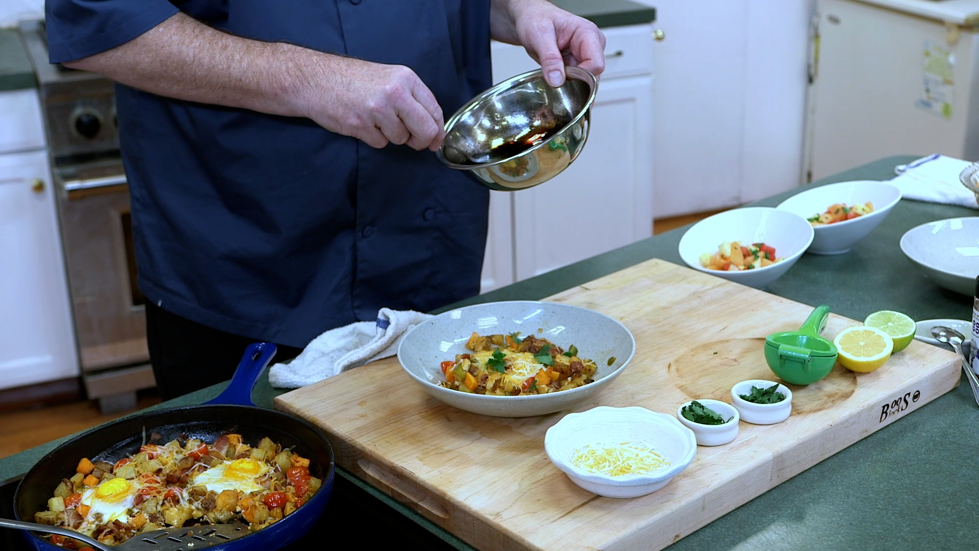 skillet hash drizzle with balsamic vinegar reduction