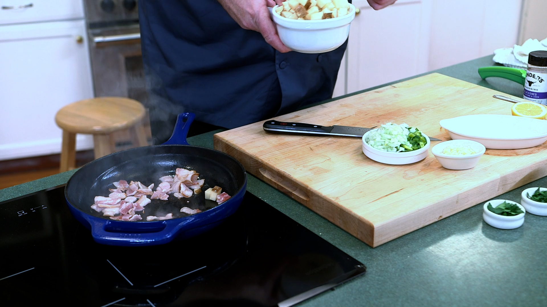 potatoes in the pan
