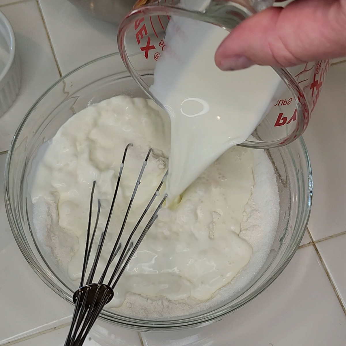 add half and half then whisk