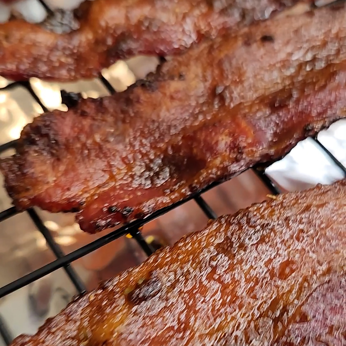 cool bacon on wire rack