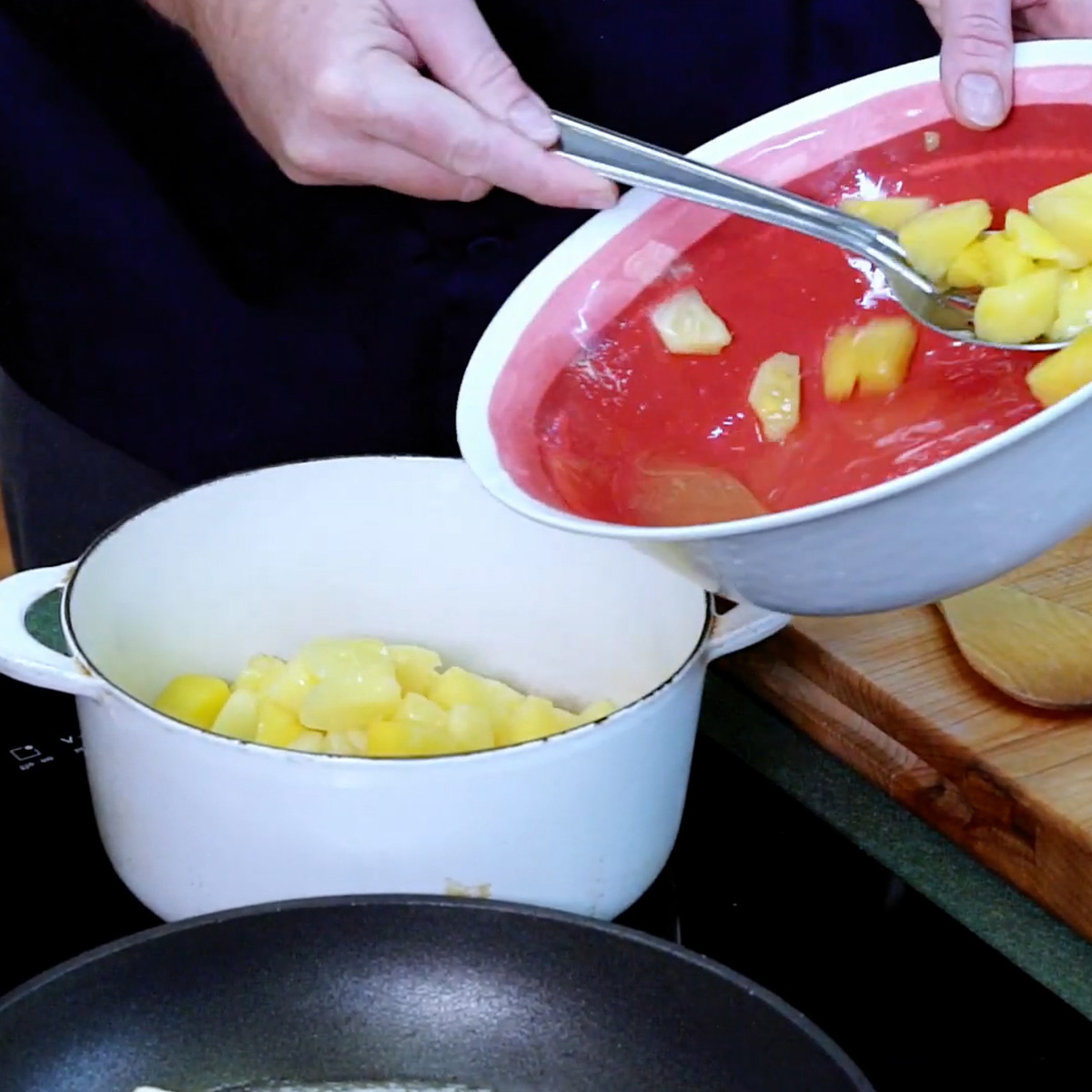 Add pineapple to the pot