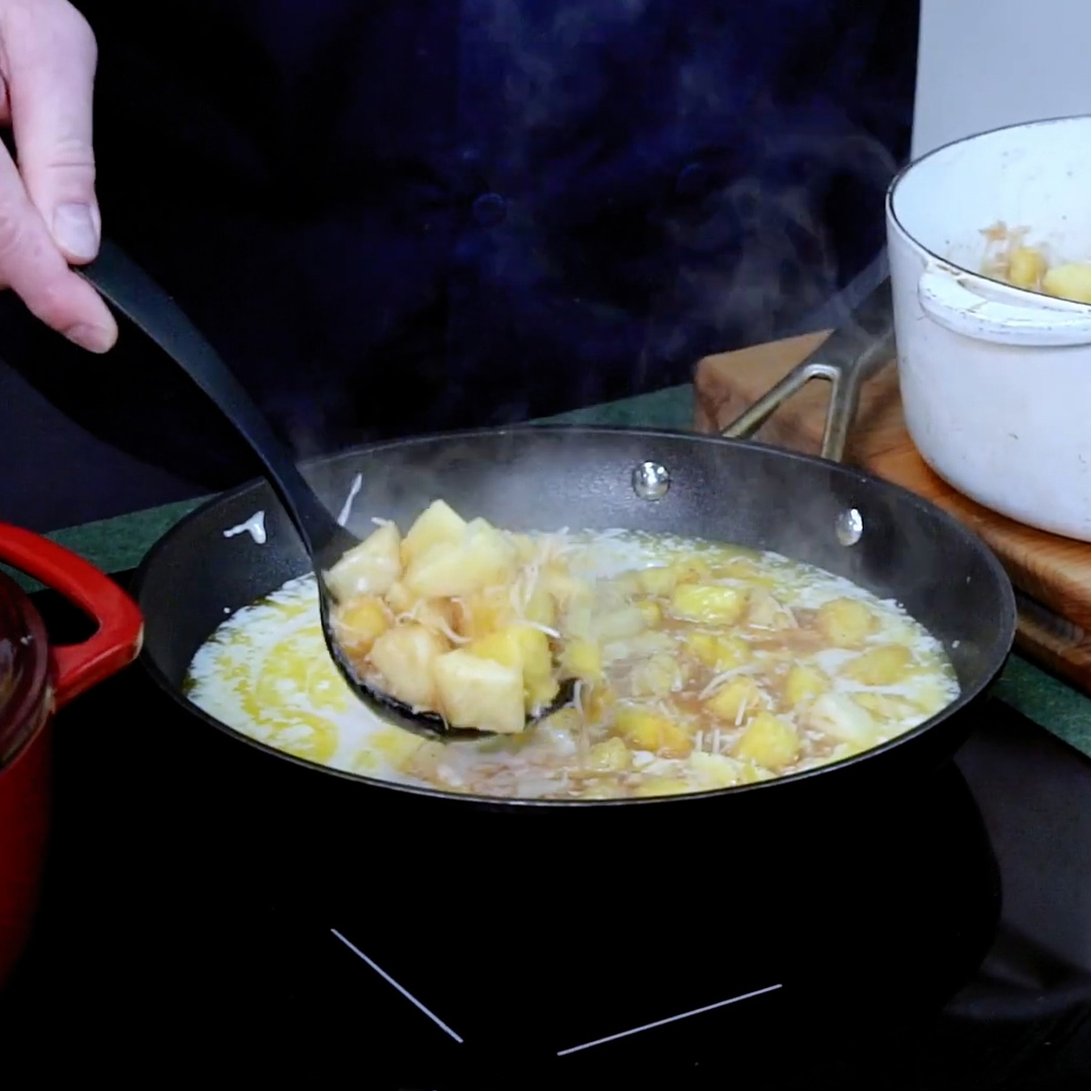 spoon pineapple mix over batter