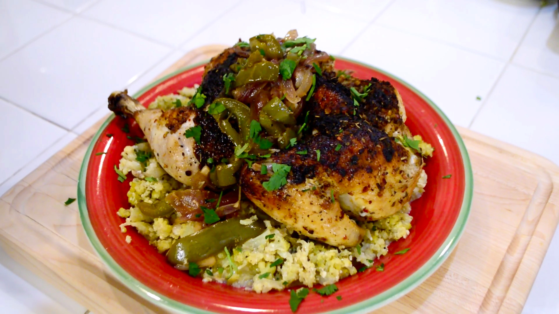 brick chicken plated