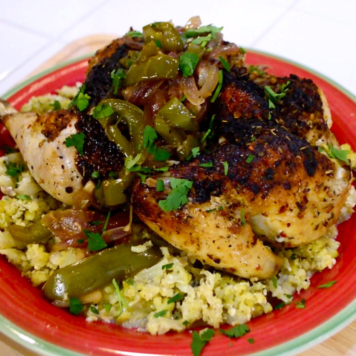 kickin brick chicken plated